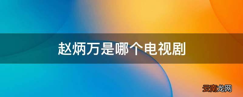 赵炳万是哪个电视剧