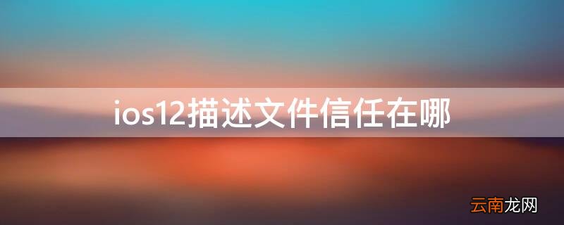 ios12描述文件信任在哪