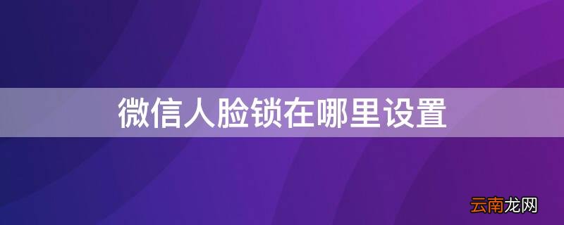 微信人脸锁在哪里设置的 微信人脸锁在哪里设置