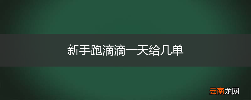 新手跑滴滴一天给几单