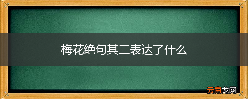 梅花绝句其二表达了什么