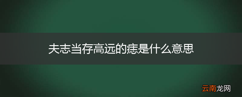 夫志当存高远的痣是什么意思