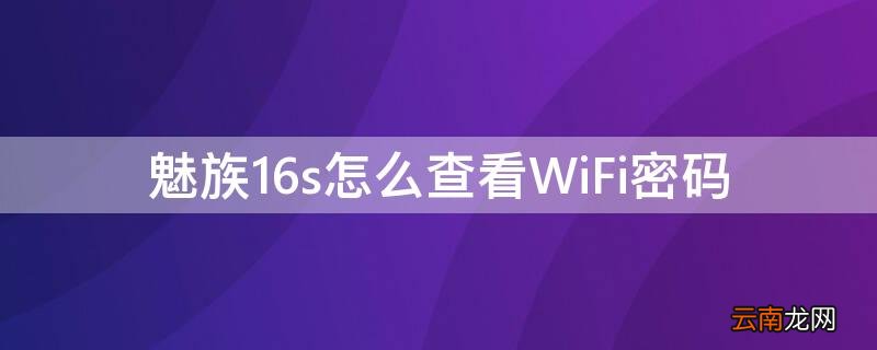 魅族16s wifi 魅族16s怎么查看WiFi密码