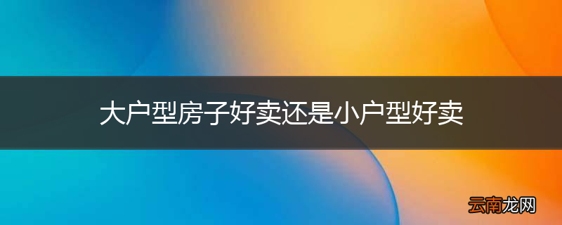 大户型房子好卖还是小户型好卖