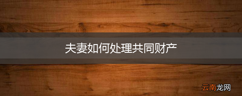 夫妻如何处理共同财产