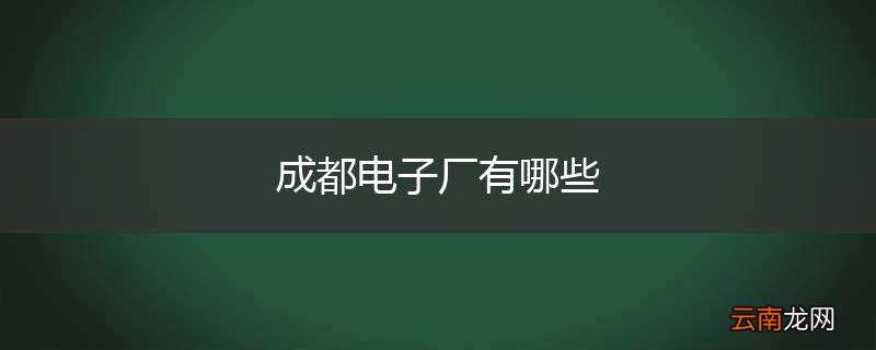 成都电子厂有哪些