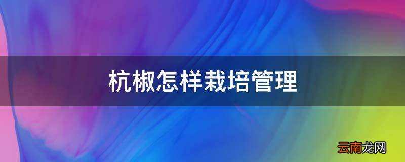 杭椒怎样栽培管理