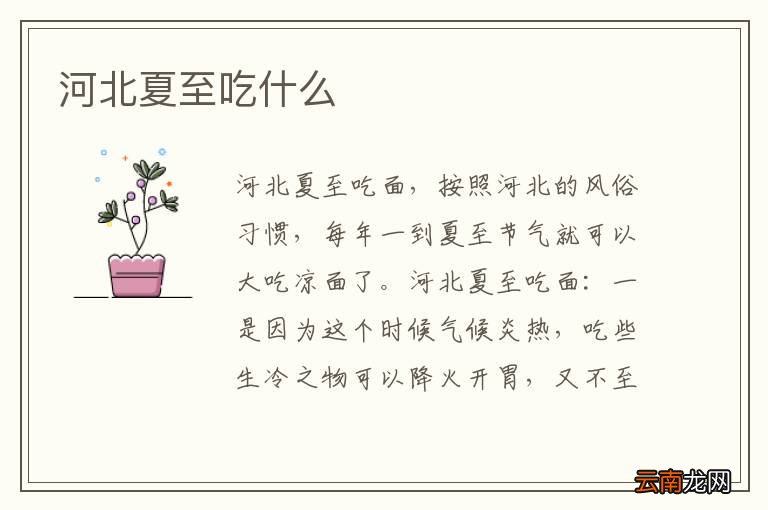 河北夏至吃什么