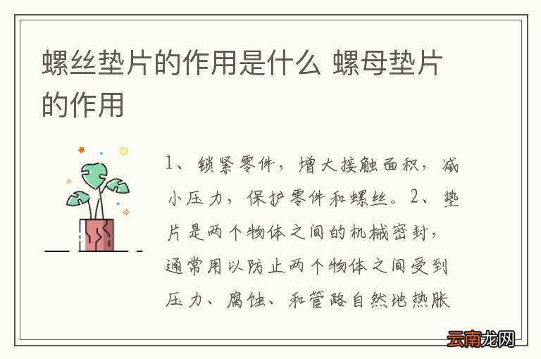 螺丝垫片的作用是什么 螺母垫片的作用