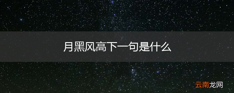 月黑风高下一句是什么