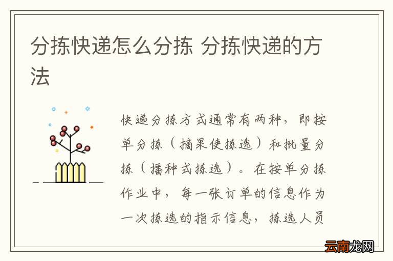 分拣快递怎么分拣 分拣快递的方法