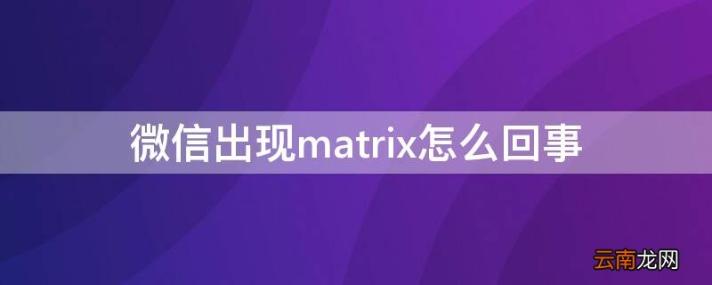 微信出现matrix怎么回事 微信上出现matrix