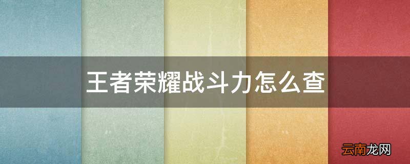 王者荣耀战斗力怎么查