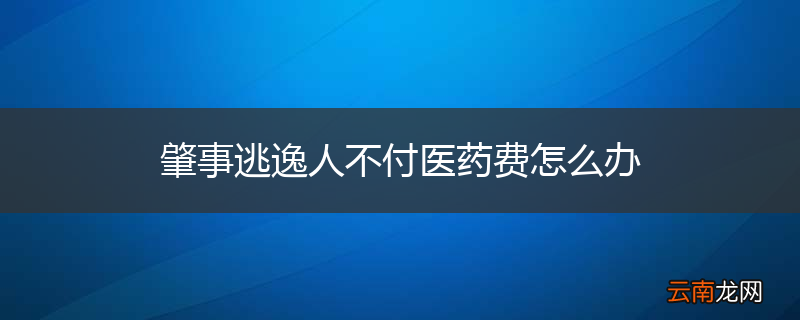 肇事逃逸人不付医药费怎么办