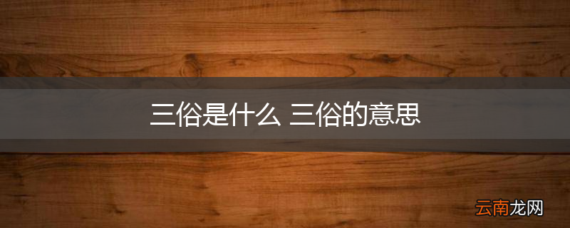 三俗是什么 三俗的意思