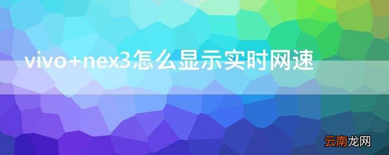 vivo nex3怎么显示实时网速