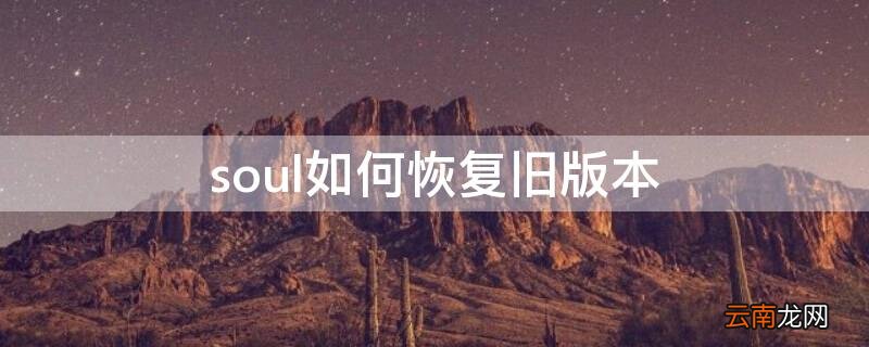 soul旧版本下载以后用不了 soul如何恢复旧版本