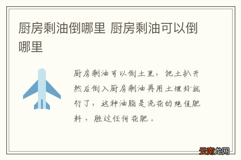 厨房剩油倒哪里 厨房剩油可以倒哪里