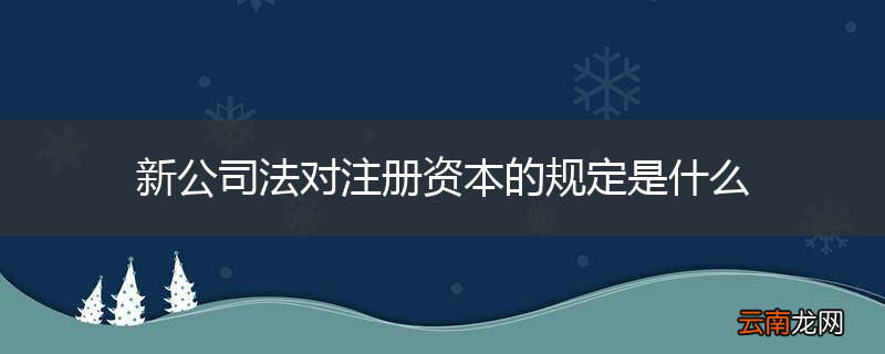 新公司法对注册资本的规定是什么