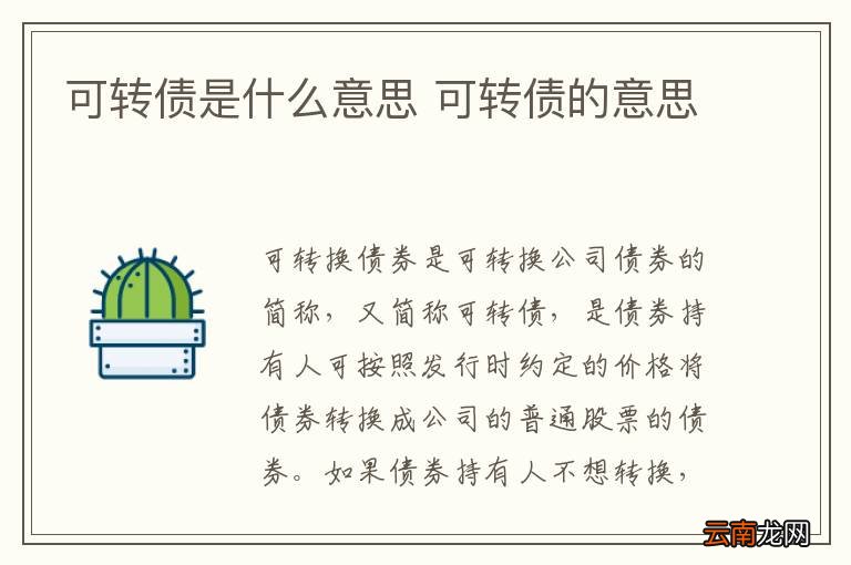 可转债是什么意思 可转债的意思