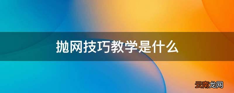 抛网技巧教学是什么