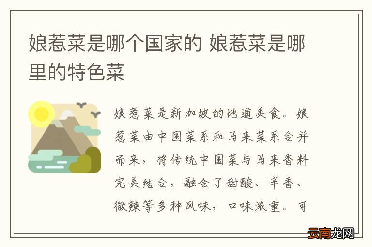 娘惹菜是哪个国家的 娘惹菜是哪里的特色菜