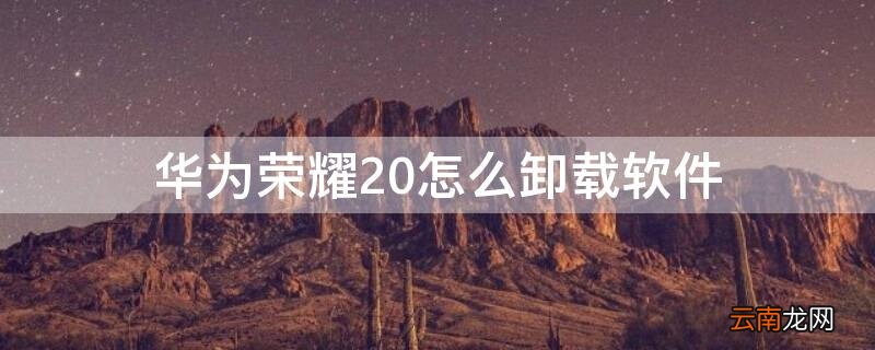华为荣耀20如何卸载软件 华为荣耀20怎么卸载软件