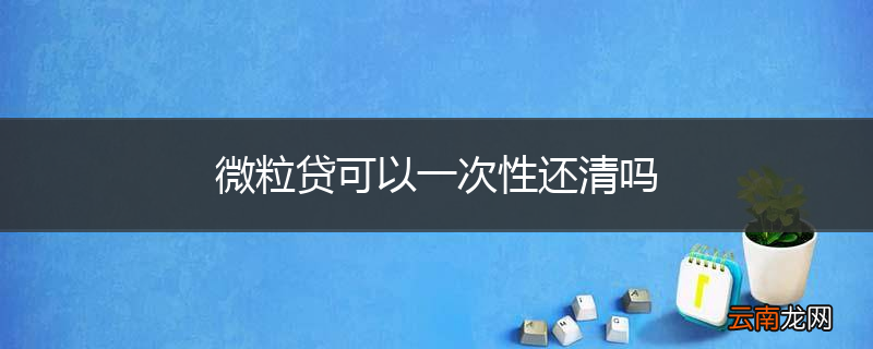 微粒贷可以一次性还清吗