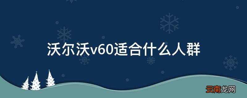 沃尔沃v60适合什么人群