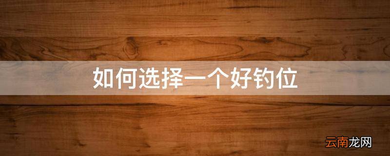 如何选择一个好钓位