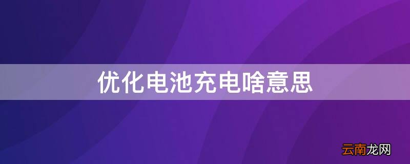 优化电池充电啥意思呀 优化电池充电啥意思