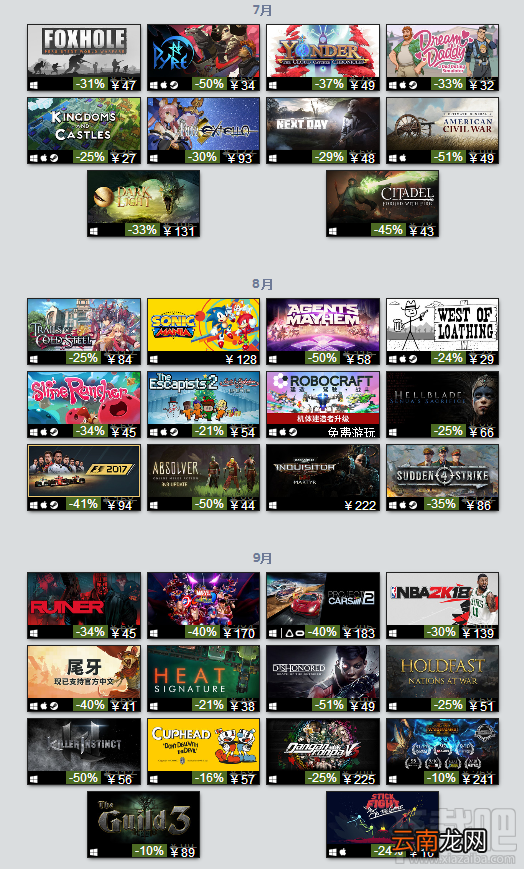 Steam2017年度优秀榜单