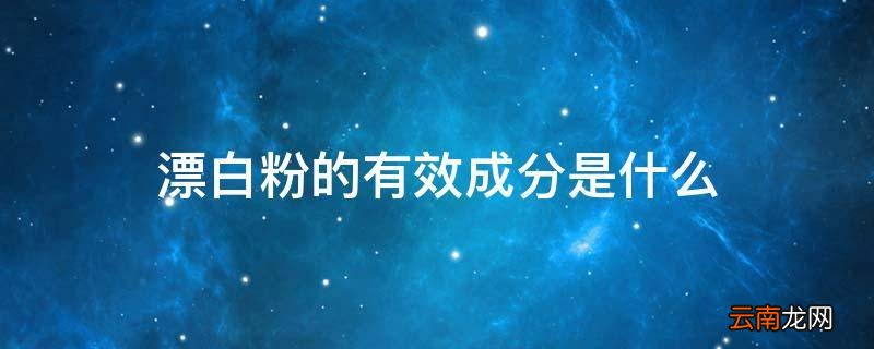 漂白粉的有效成分是什么