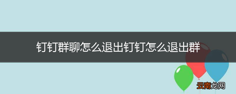 钉钉群聊怎么退出钉钉怎么退出群