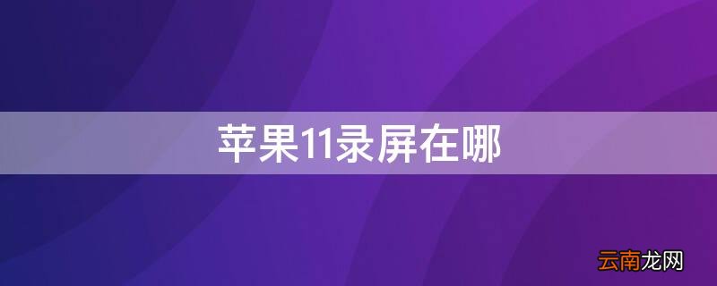 iphone12录屏在哪里 iPhone11录屏在哪
