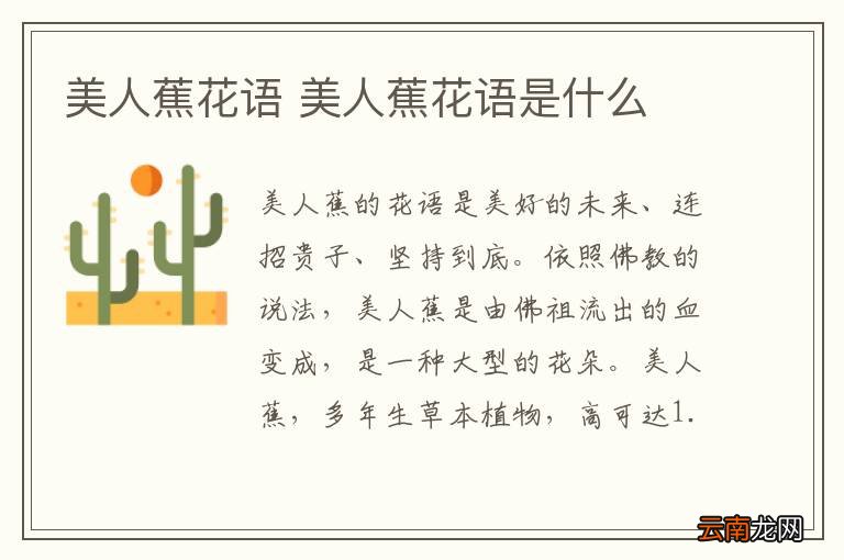 美人蕉花语 美人蕉花语是什么