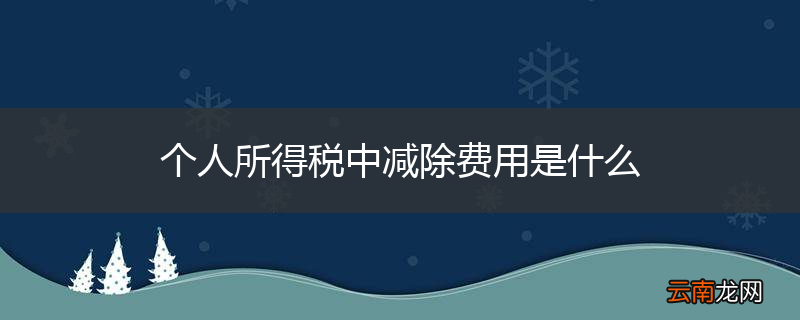 个人所得税中减除费用是什么