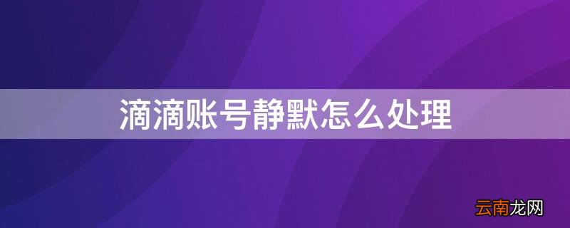滴滴账号静默怎么处理 滴滴账号被静默怎么办