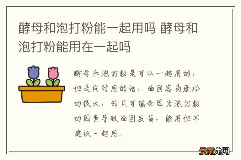 酵母和泡打粉能一起用吗 酵母和泡打粉能用在一起吗