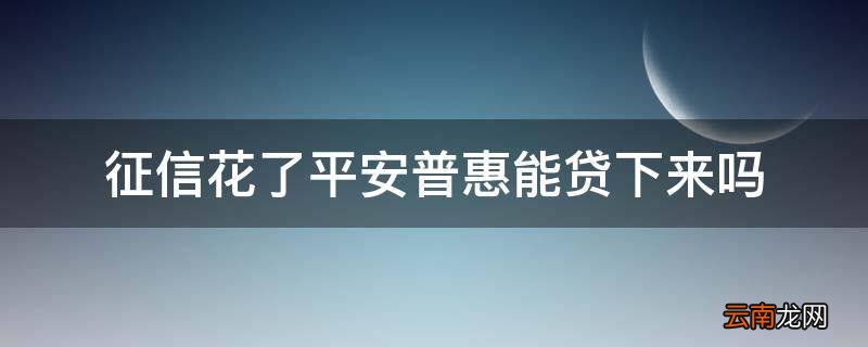 征信花了平安普惠能贷下来吗