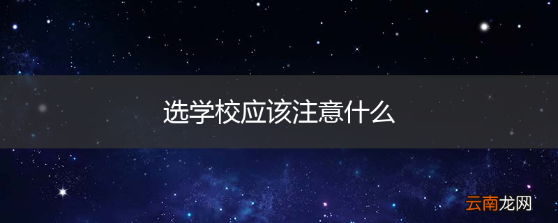 选学校应该注意什么