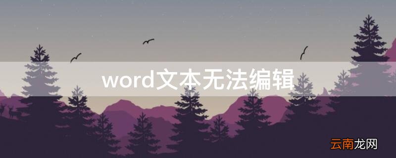 word文本无法编辑 word文档格式无法编辑