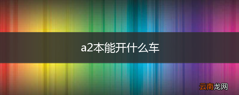 a2本能开什么车