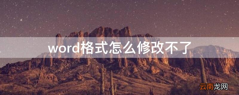 word格式怎么修改不了