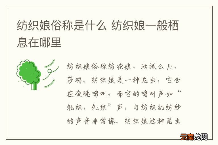 纺织娘俗称是什么 纺织娘一般栖息在哪里