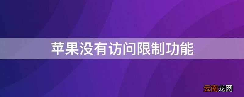 iPhone没有访问限制功能 苹果没有访问限制