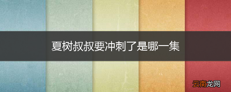 夏树叔叔要冲刺了是哪一集