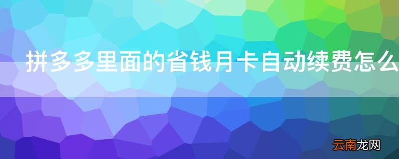 拼多多里面的省钱月卡自动续费怎么取消