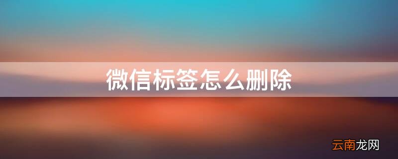 微信标签怎么删除成员 微信标签怎么删除