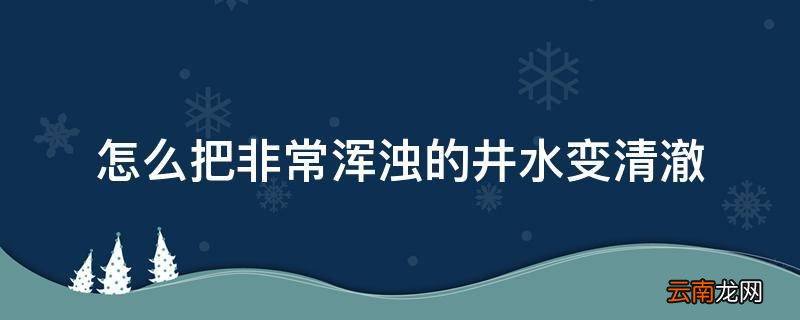 怎么把非常浑浊的井水变清澈
